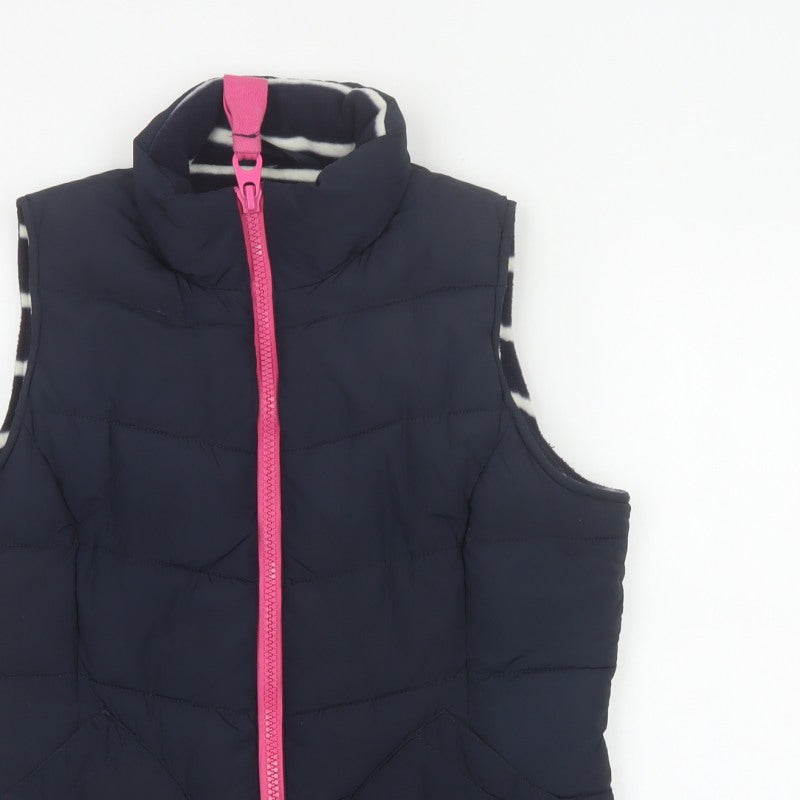Joules Women Blue UK 10 Puffer Bodywarmer Quilted Zip Waistcoat