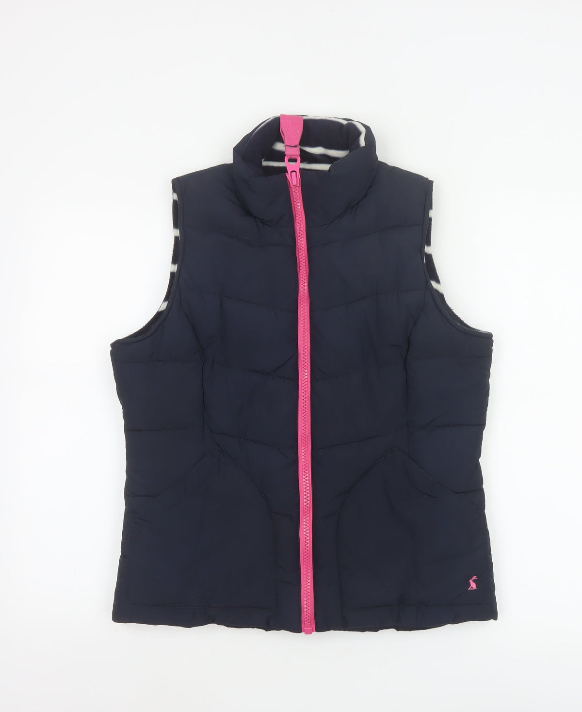 Joules Women Blue UK 10 Puffer Bodywarmer Quilted Zip Waistcoat