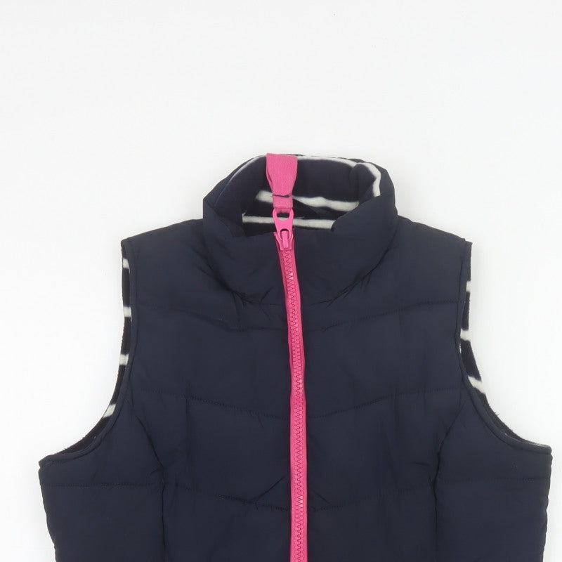 Joules Women Blue UK 10 Puffer Bodywarmer Quilted Zip Waistcoat