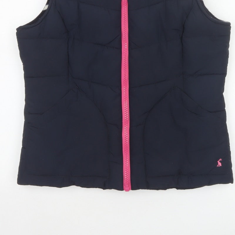 Joules Women Blue UK 10 Puffer Bodywarmer Quilted Zip Waistcoat