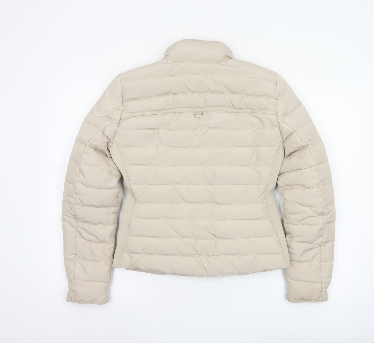 Zara Women Beige S Quilted Puffer Jacket Collared Zip