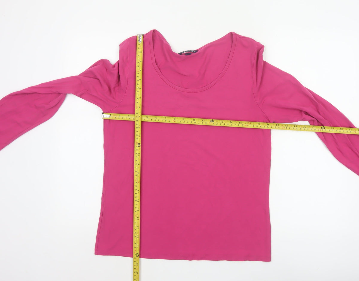 Lands' End Women Pink UK 12 Basic Scoop Neck Long Sleeve Top