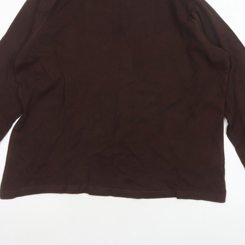 EWM Women Brown UK 18 Cotton Roll Neck Long Sleeve Basic Jersey Top