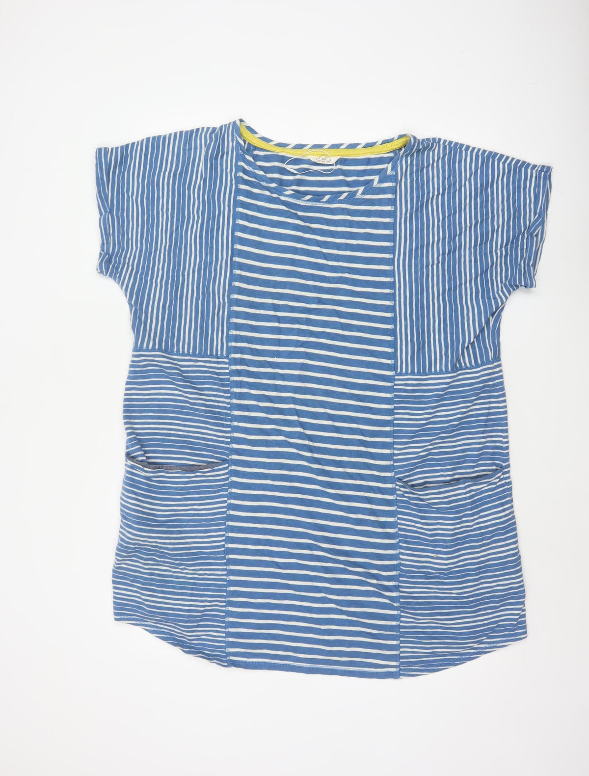 White Stuff Women Blue Stripe Cotton Tunic T-Shirt UK 18 Pockets