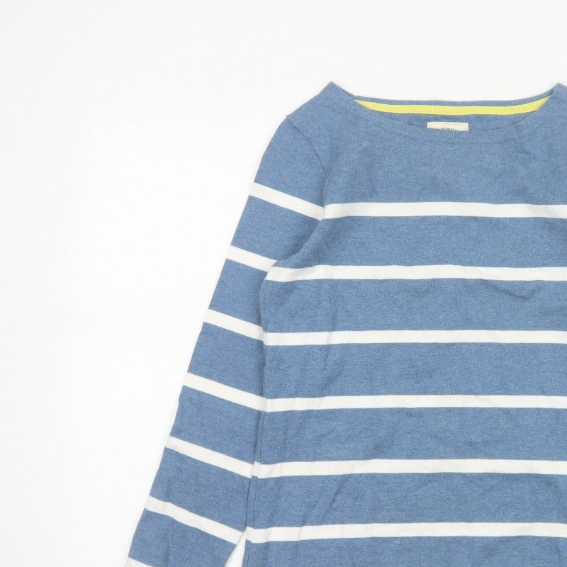 Joules Women's Blue White Striped Basic Jersey Top UK 8