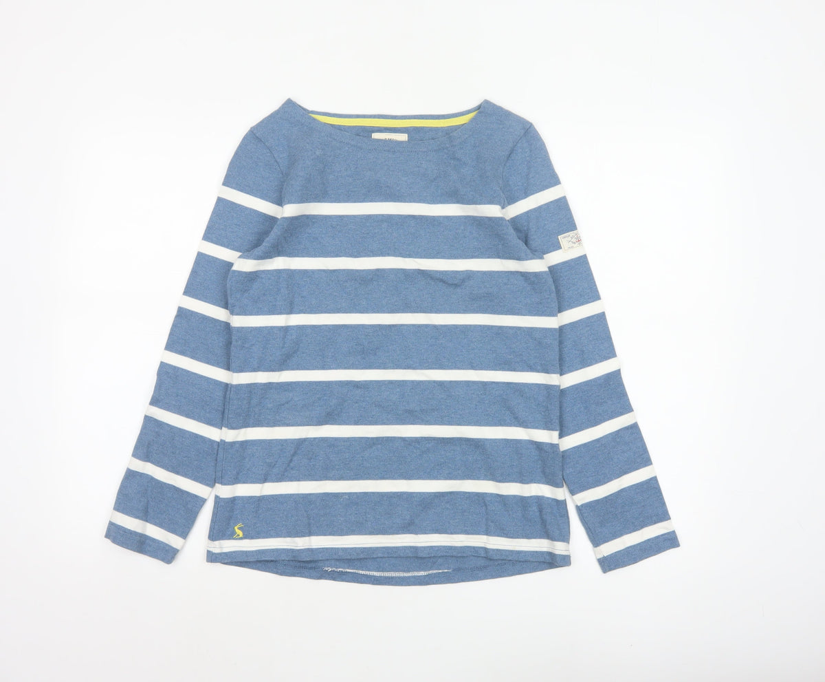 Joules Women's Blue White Striped Basic Jersey Top UK 8