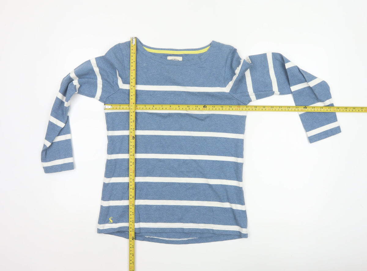Joules Women's Blue White Striped Basic Jersey Top UK 8