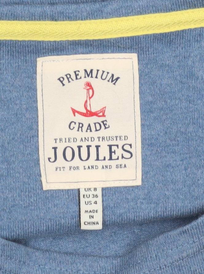 Joules Women's Blue White Striped Basic Jersey Top UK 8