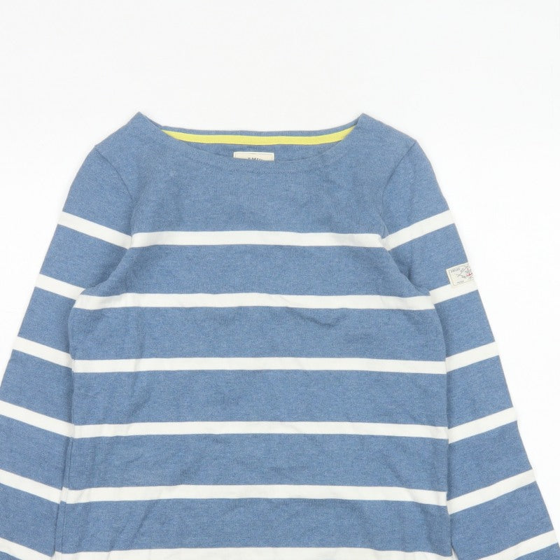 Joules Women's Blue White Striped Basic Jersey Top UK 8