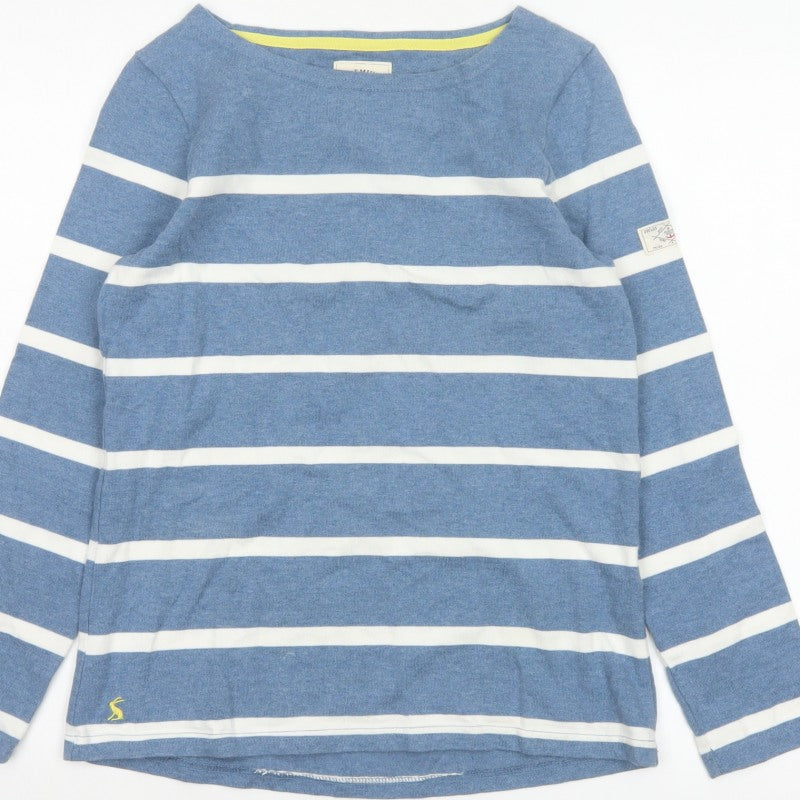 Joules Women's Blue White Striped Basic Jersey Top UK 8