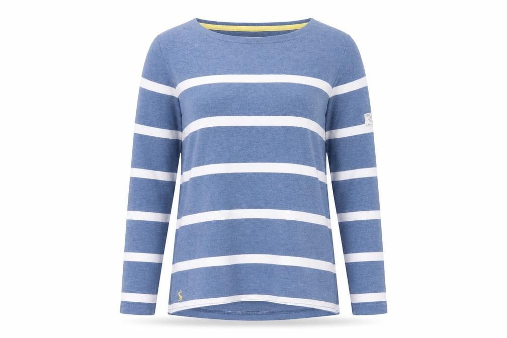 Joules Women's Blue White Striped Basic Jersey Top UK 8