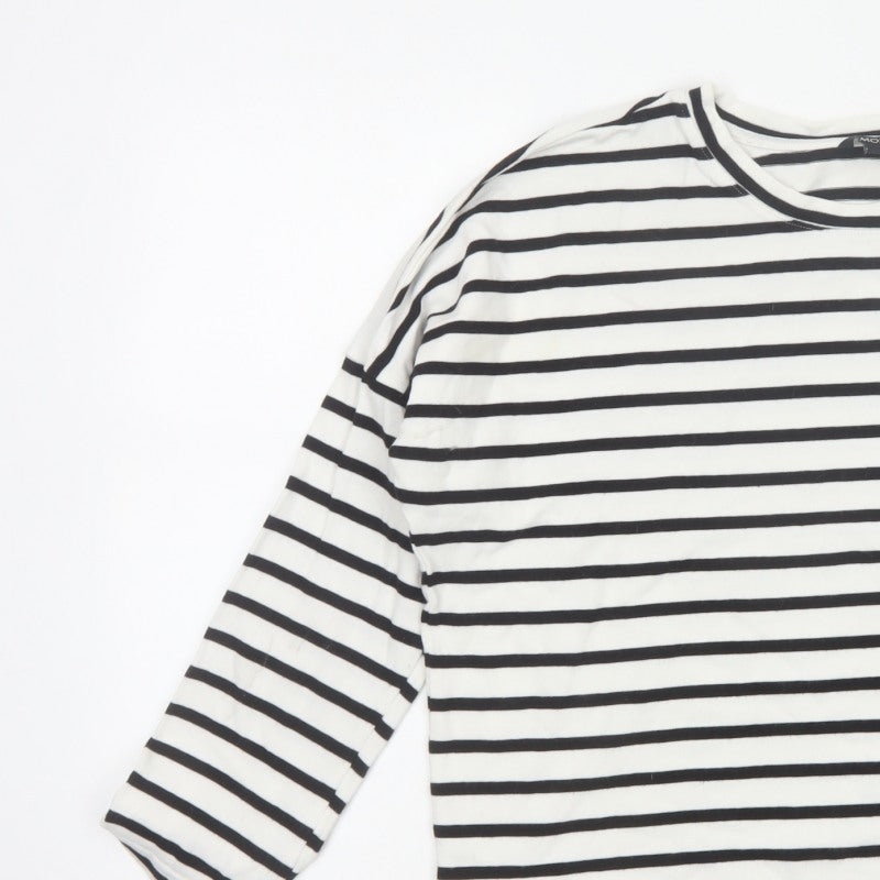 Monki Women’s Black White Striped Cotton Jersey Long Sleeve T-Shirt S