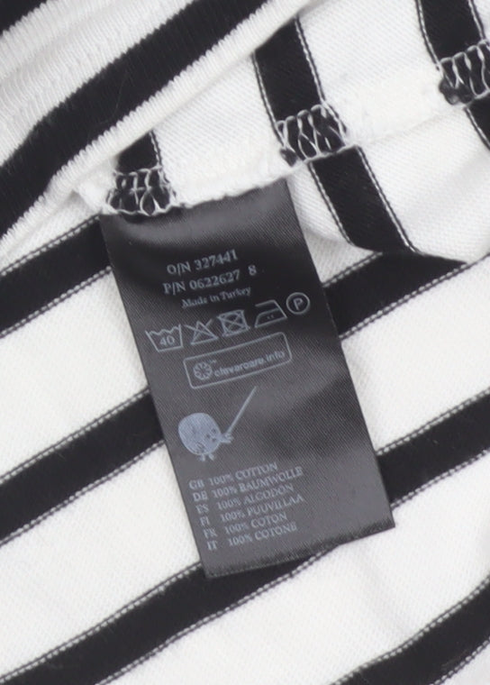 Monki Women’s Black White Striped Cotton Jersey Long Sleeve T-Shirt S