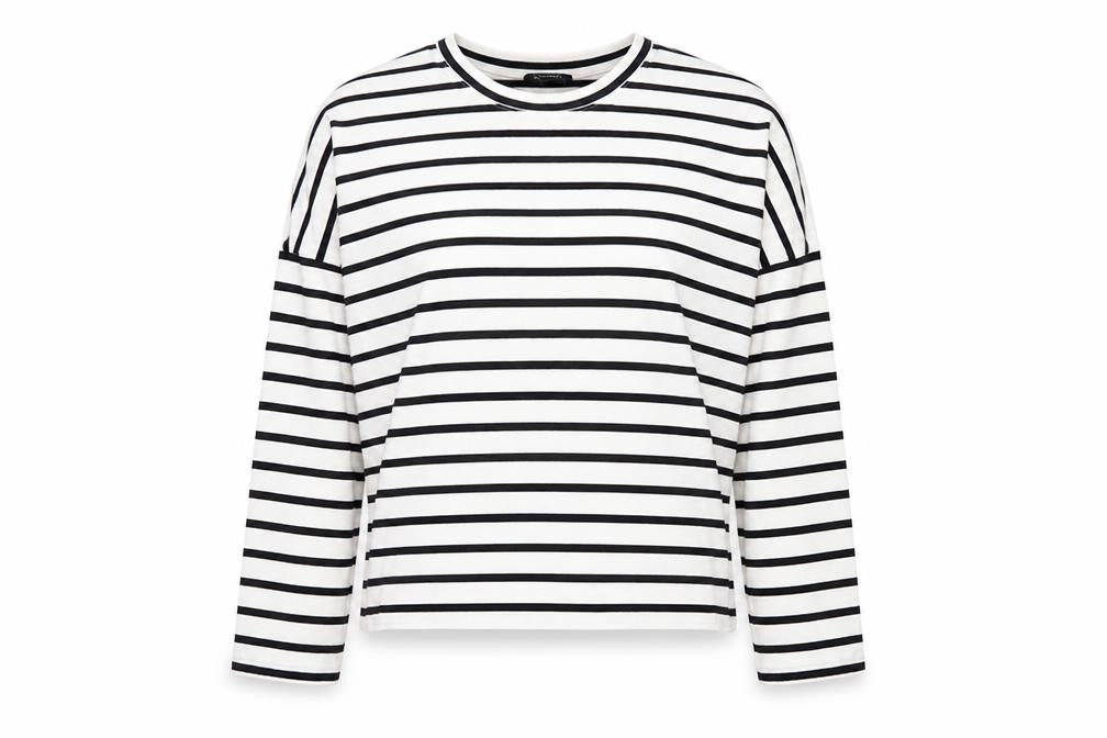 Monki Women’s Black White Striped Cotton Jersey Long Sleeve T-Shirt S