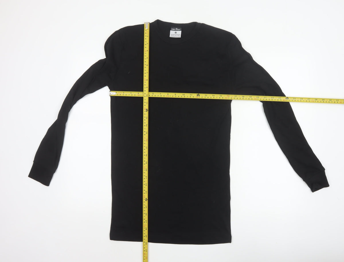 Portwest Men’s Black Small Long Sleeve Basic Workwear T-Shirt