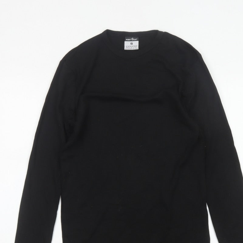 Portwest Men’s Black Small Long Sleeve Basic Workwear T-Shirt