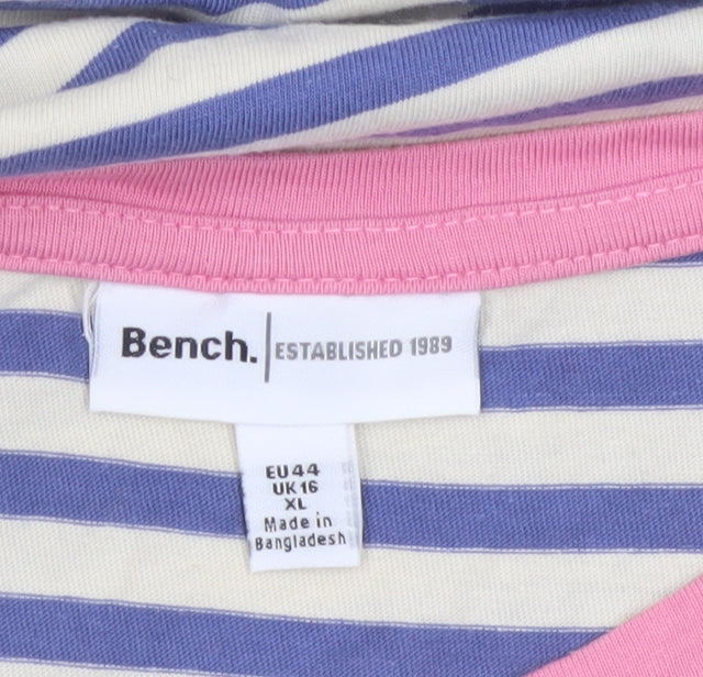 Bench Women’s Multicoloured Striped Ringer T-Shirt UK 16 XL