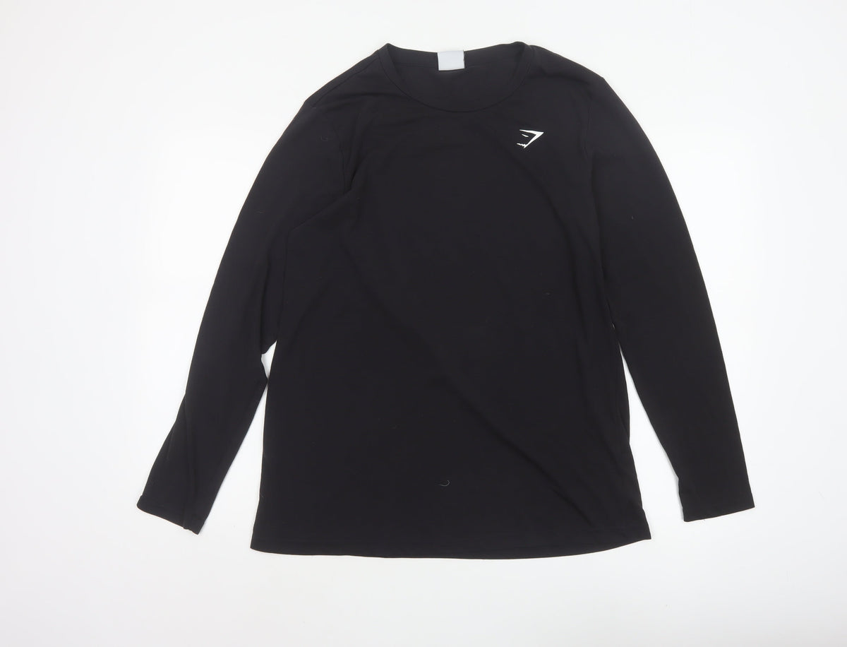 Gymshark Men’s Black L Athletic Long Sleeve Logo T-Shirt
