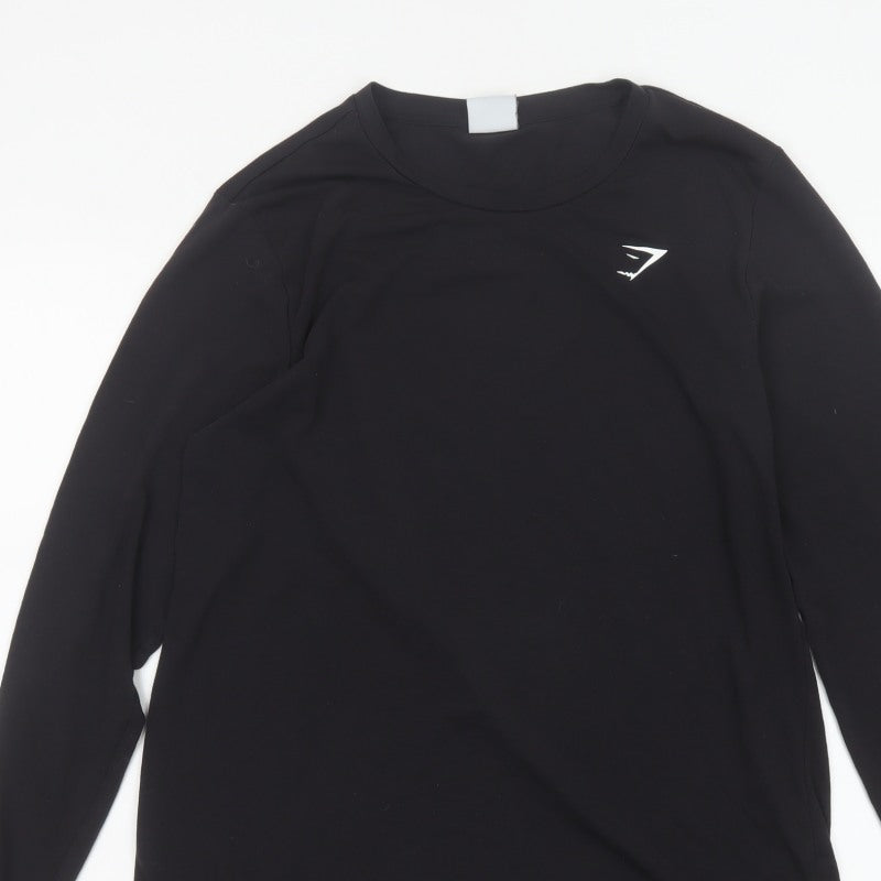 Gymshark Men’s Black L Athletic Long Sleeve Logo T-Shirt