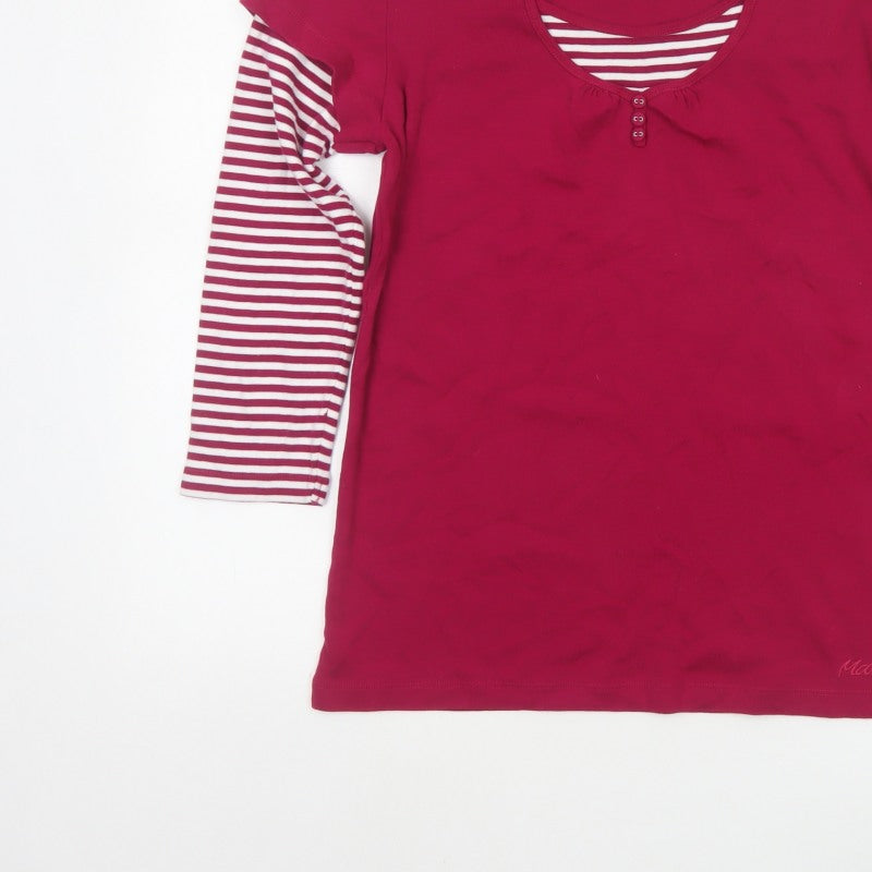 Maine New England Women Red Stripe Layered Jersey Top Size 14