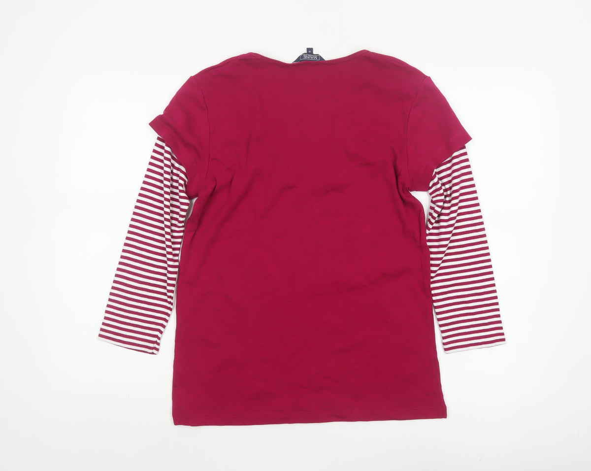 Maine New England Women Red Stripe Layered Jersey Top Size 14