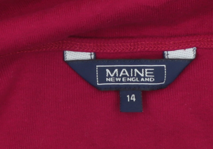 Maine New England Women Red Stripe Layered Jersey Top Size 14