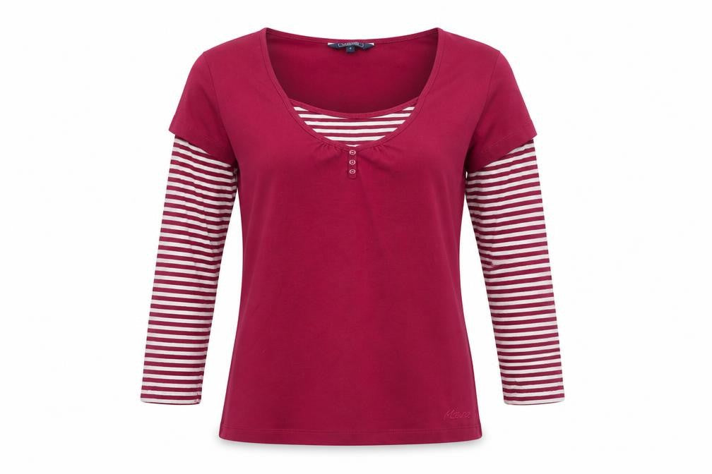 Maine New England Women Red Stripe Layered Jersey Top Size 14
