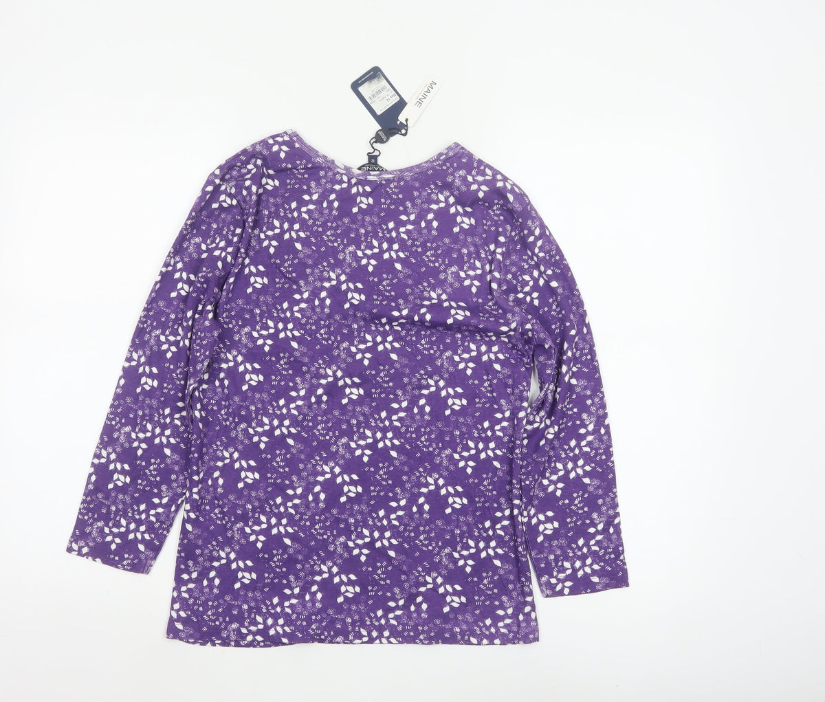 Maine New England Women’s Purple Size 12 Floral V-Neck Long Sleeve T-Shirt