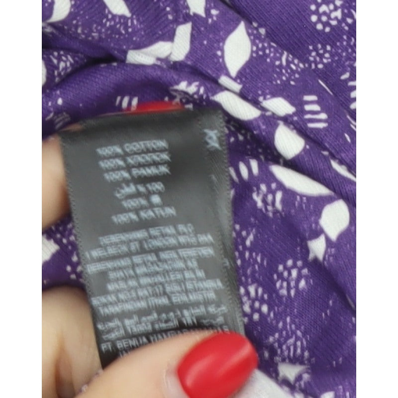Maine New England Women’s Purple Size 12 Floral V-Neck Long Sleeve T-Shirt