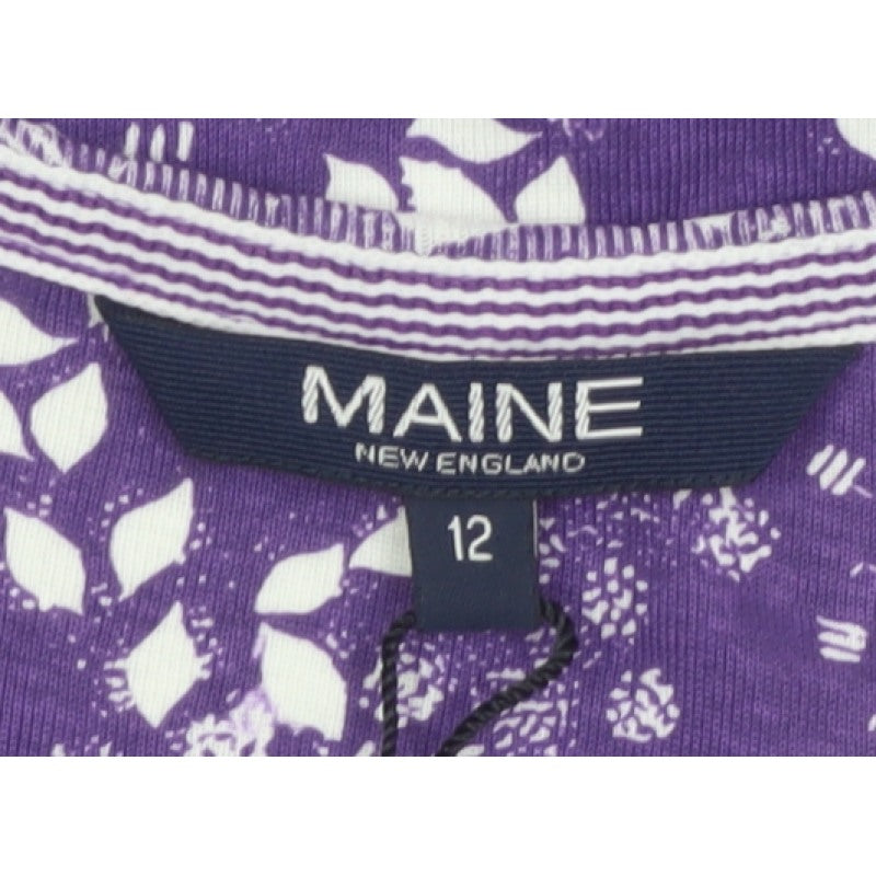 Maine New England Women’s Purple Size 12 Floral V-Neck Long Sleeve T-Shirt