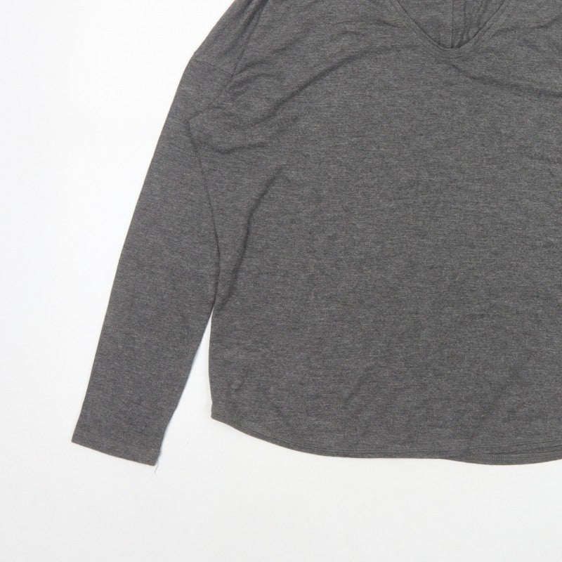 Jigsaw Women Grey Size S V-Neck Long Sleeve Basic Jersey Top