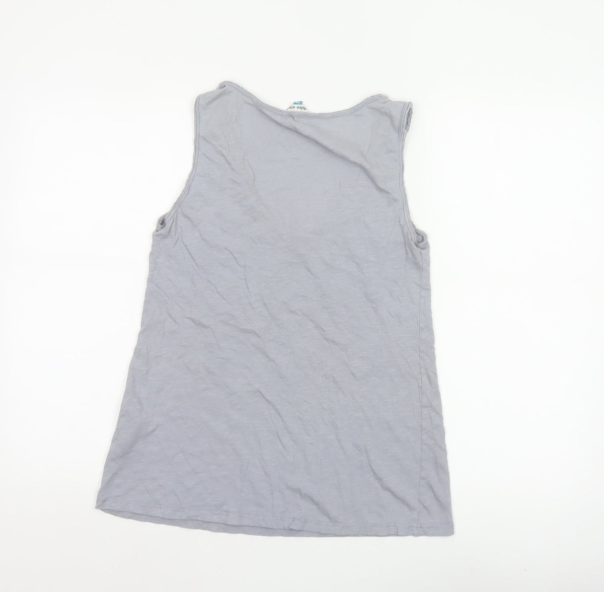 White Stuff Women Grey UK 12 Cotton Scoop Neck Button Tank Top