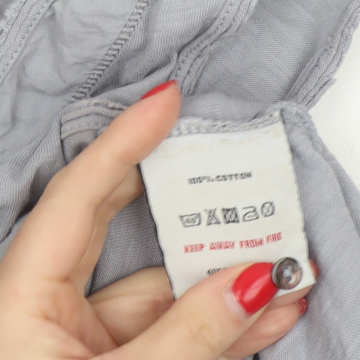 White Stuff Women Grey UK 12 Cotton Scoop Neck Button Tank Top