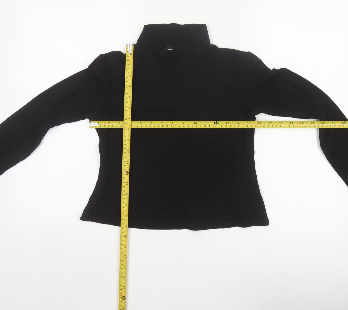 Cider Women Black M Cropped High Neck 1/2 Zip Long Sleeve Top