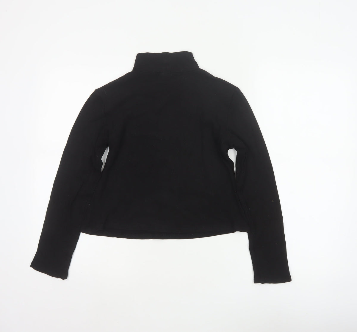 Cider Women Black M Cropped High Neck 1/2 Zip Long Sleeve Top