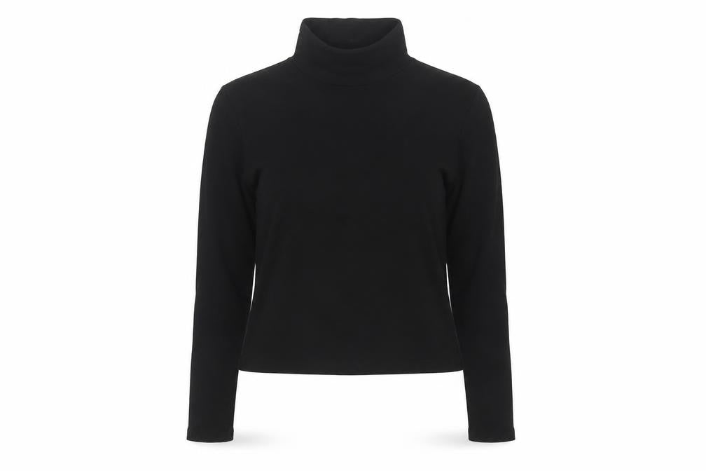 Cider Women Black M Cropped High Neck 1/2 Zip Long Sleeve Top
