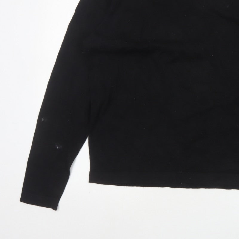 Threadbare Men Black XL V-Neck Pullover Cotton Blend Logo Jumper