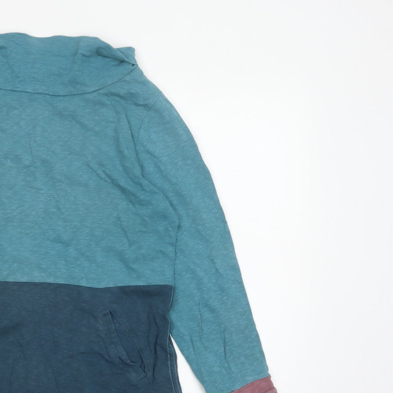 White Stuff Women’s Blue Colourblock Cowl Neck Pocket Top Size 10