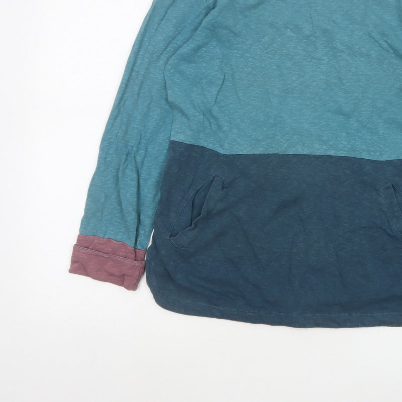 White Stuff Women’s Blue Colourblock Cowl Neck Pocket Top Size 10