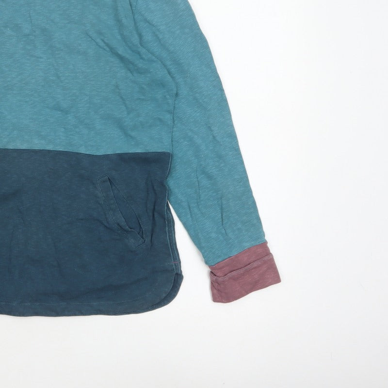 White Stuff Women’s Blue Colourblock Cowl Neck Pocket Top Size 10