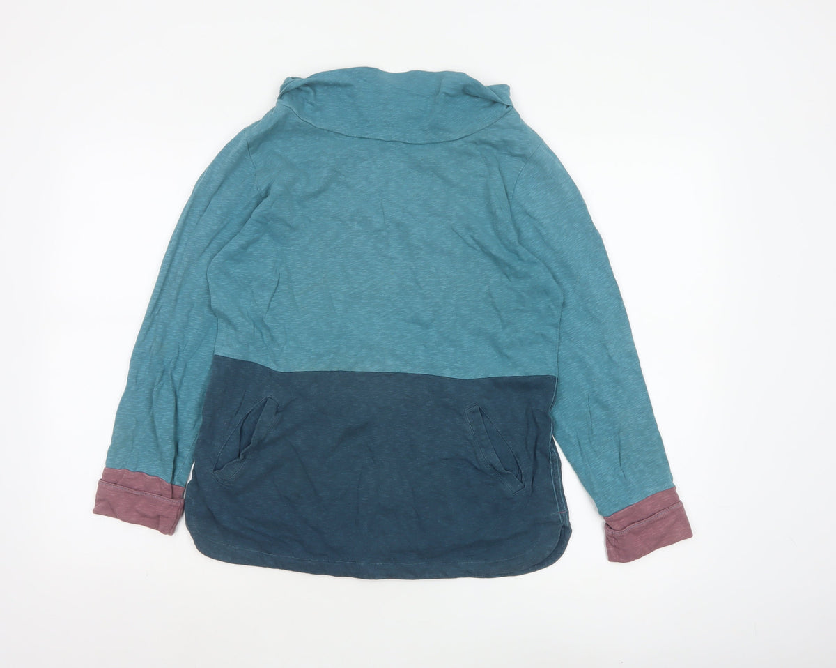 White Stuff Women’s Blue Colourblock Cowl Neck Pocket Top Size 10