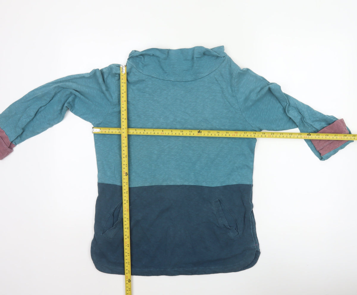 White Stuff Women’s Blue Colourblock Cowl Neck Pocket Top Size 10