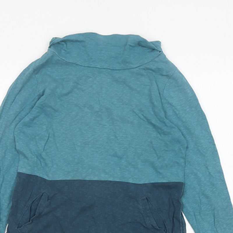 White Stuff Women’s Blue Colourblock Cowl Neck Pocket Top Size 10