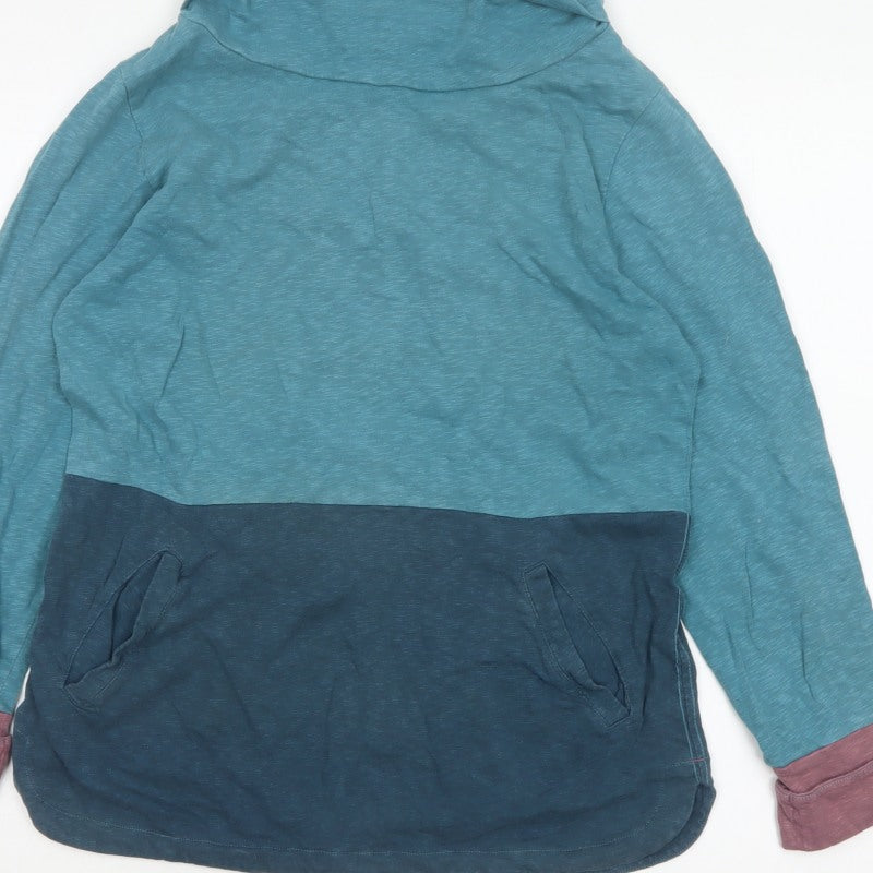 White Stuff Women’s Blue Colourblock Cowl Neck Pocket Top Size 10