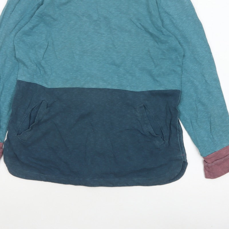 White Stuff Women’s Blue Colourblock Cowl Neck Pocket Top Size 10