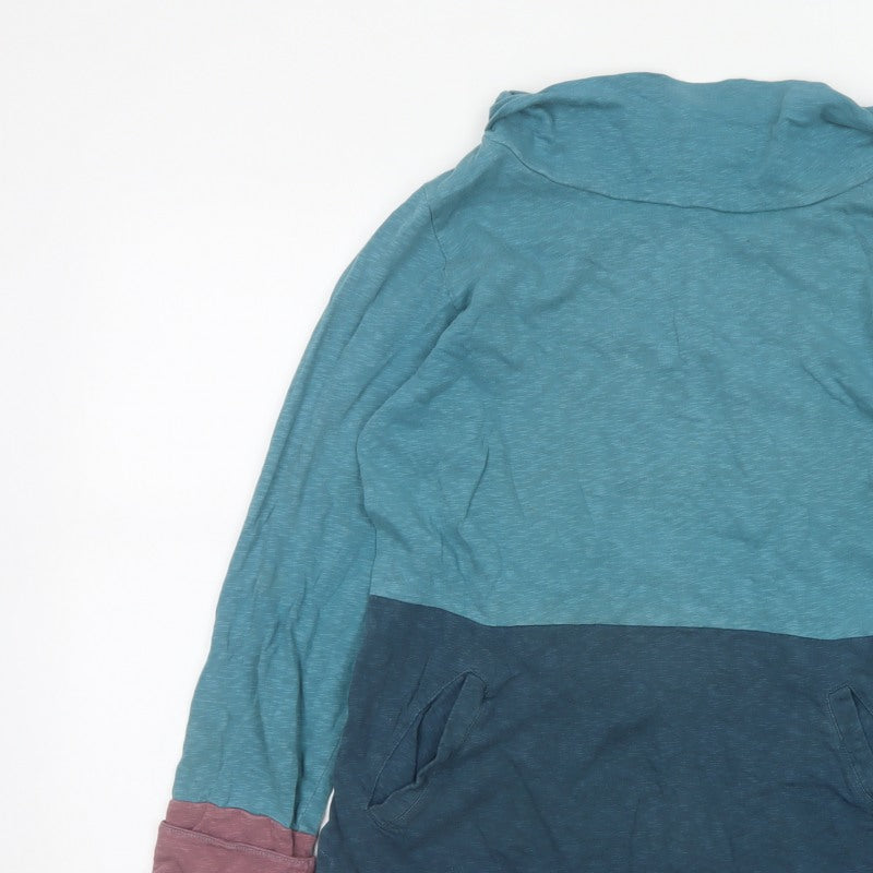 White Stuff Women’s Blue Colourblock Cowl Neck Pocket Top Size 10