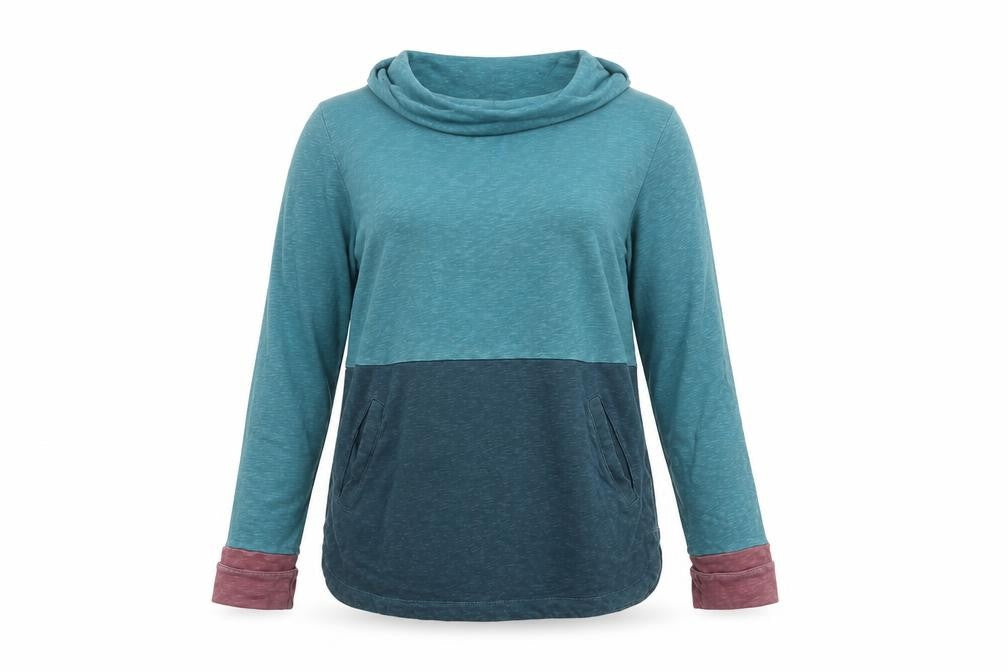 White Stuff Women’s Blue Colourblock Cowl Neck Pocket Top Size 10