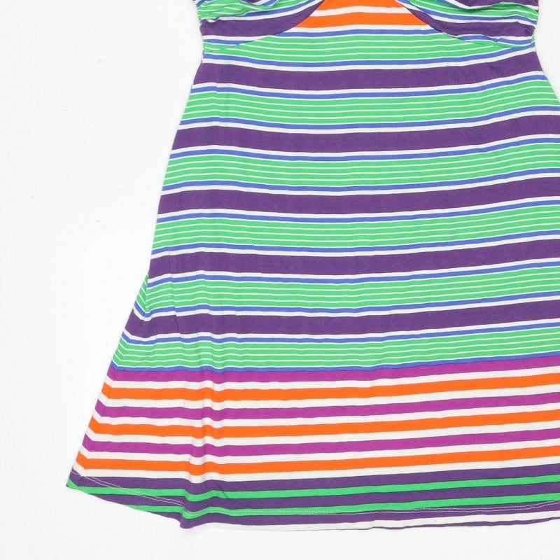 Next Women’s Multicoloured Stripe Halter Fit & Flare Dress UK 8