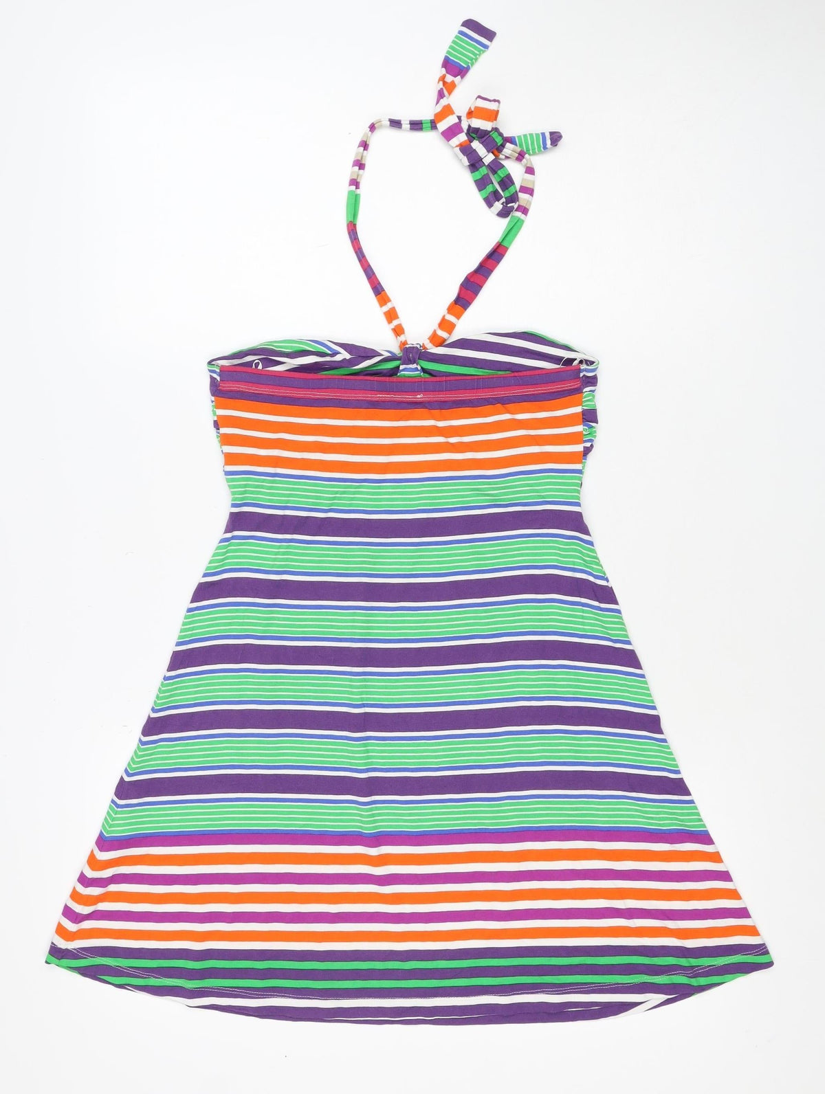 Next Women’s Multicoloured Stripe Halter Fit & Flare Dress UK 8