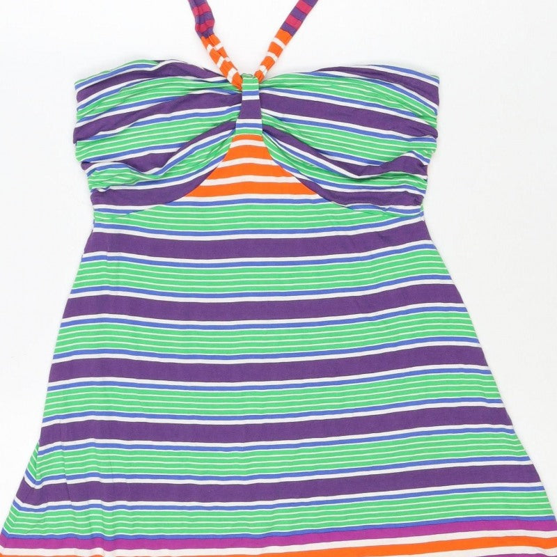 Next Women’s Multicoloured Stripe Halter Fit & Flare Dress UK 8